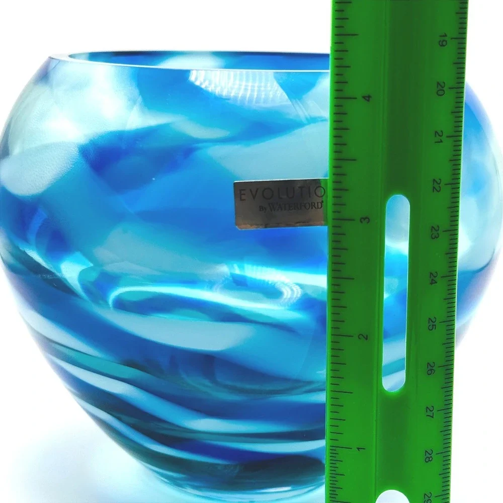 Waterford Evolution Cobalt Rush Art Glass Votive Bowl Candle Holder Poland